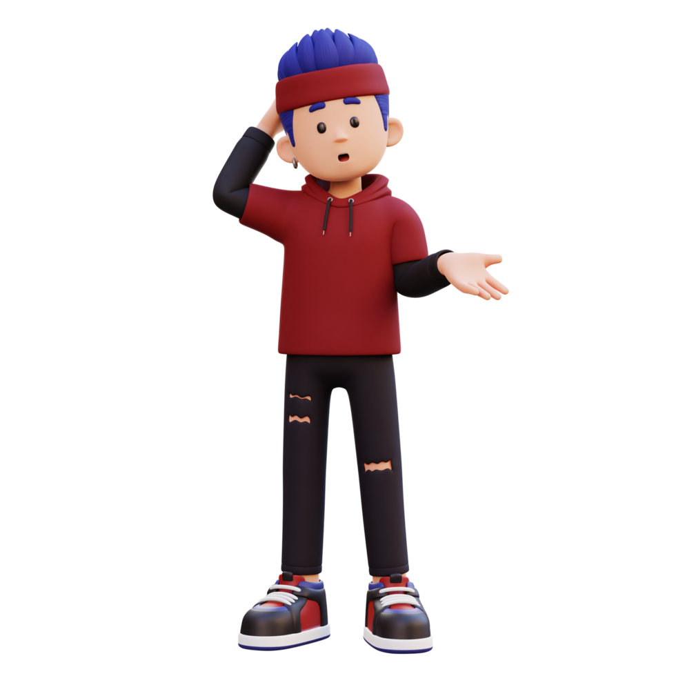 3d male character confused png