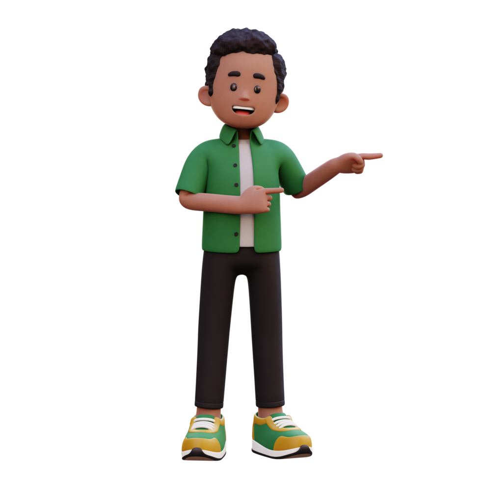 3d male character pointing left png