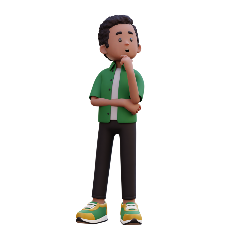 3d male character thinking png