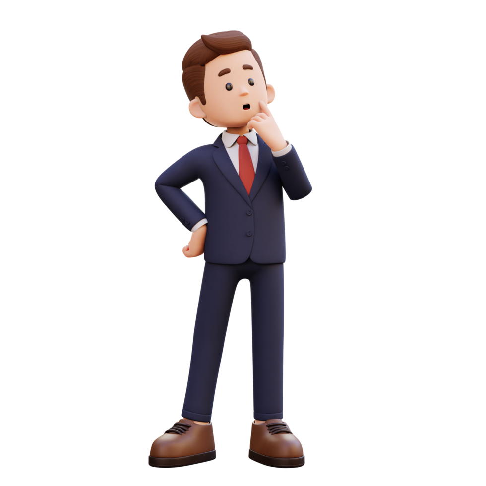 3d masculino personagem pensando png