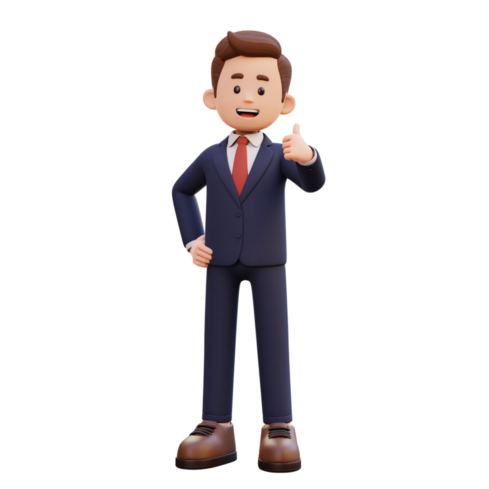 3d male character give a thumb up png