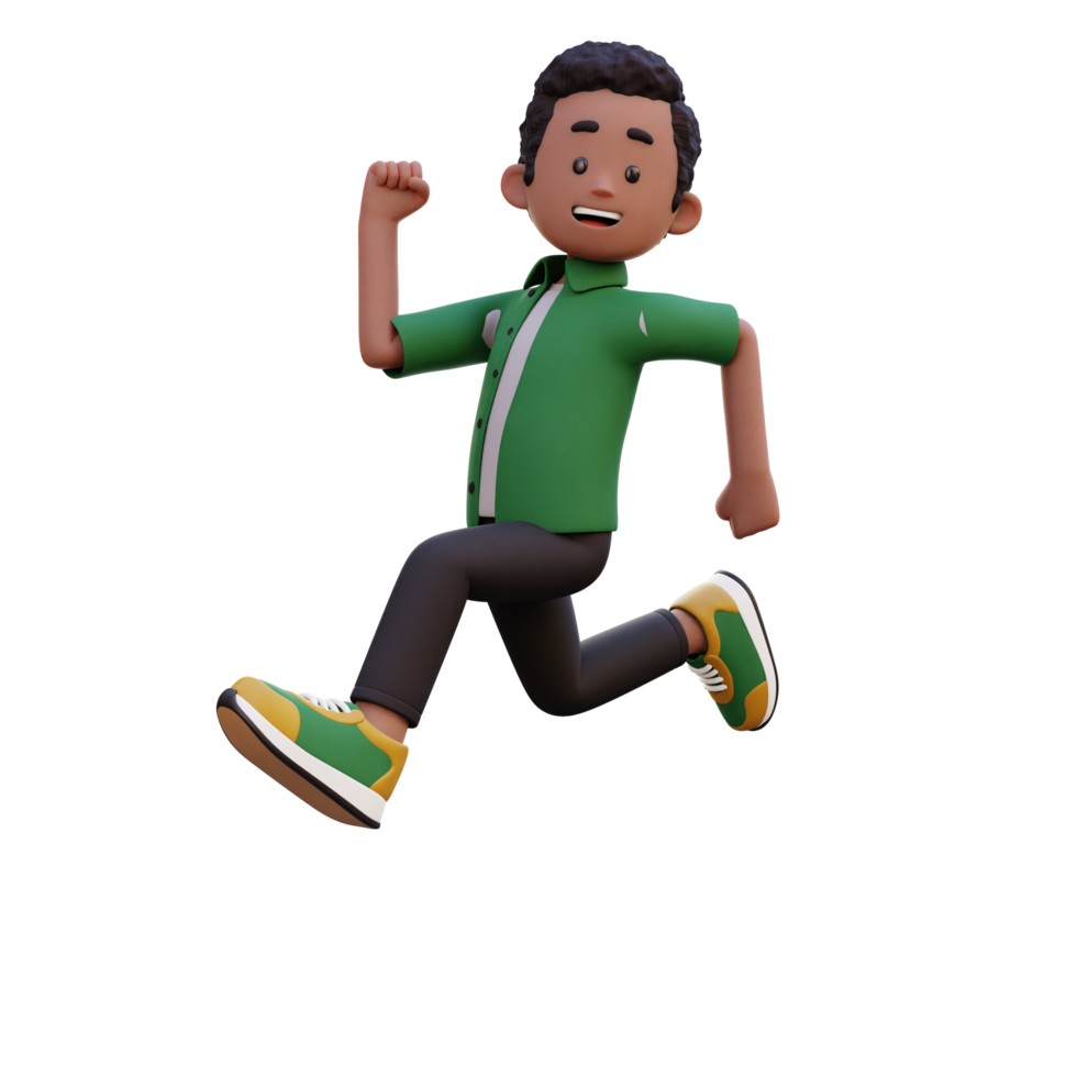 3d male character happy running png