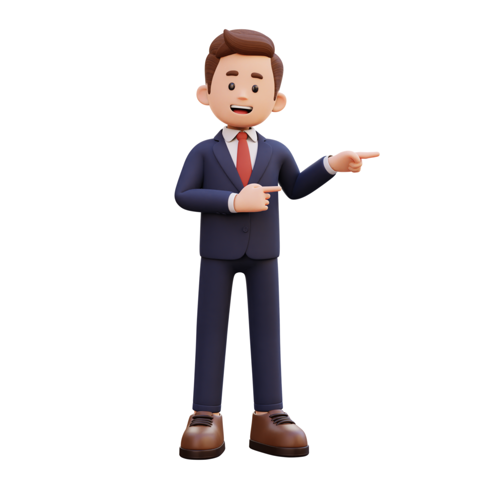 3d male character pointing left png