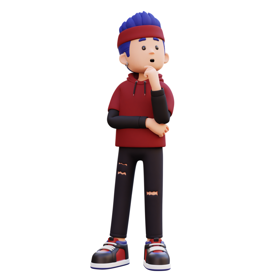3d male character thinking png
