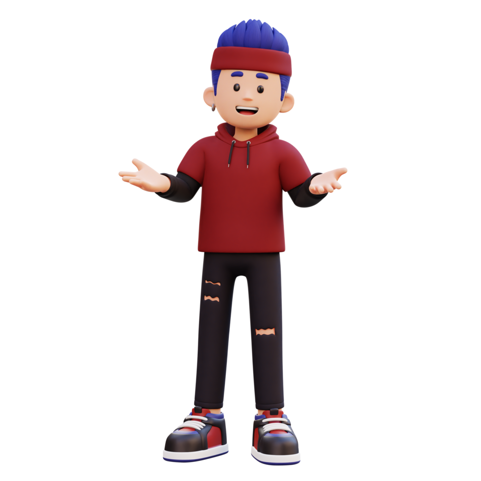 3d male character talking png