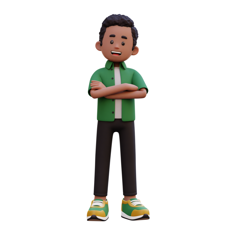 3d male character arm crossed png