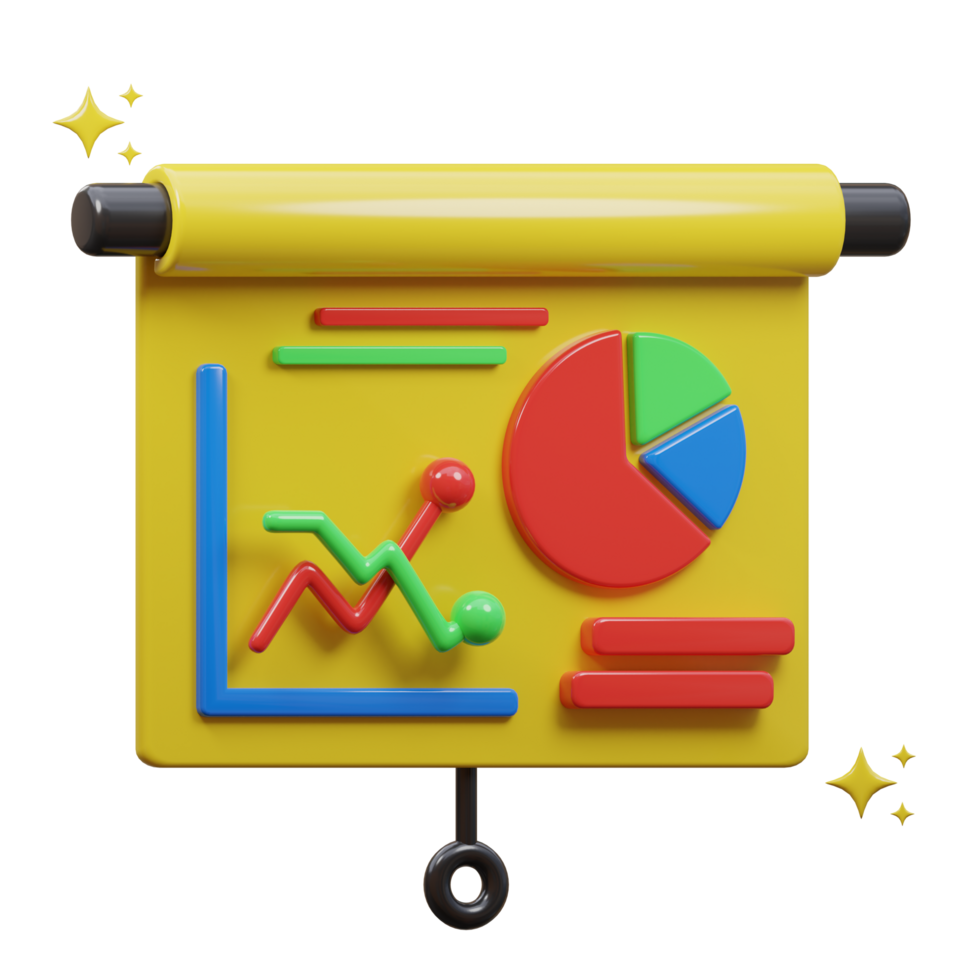 3d presentation ikon illustration png