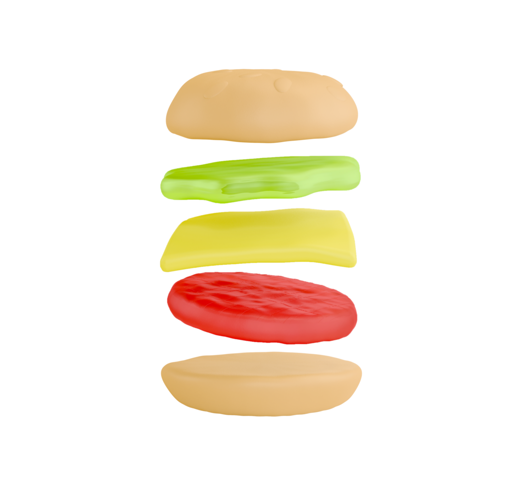 Gummy burger candy 3d illustration png