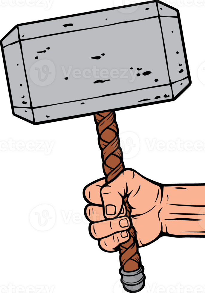 Hand Holding Thor Hammer PNG Illustration