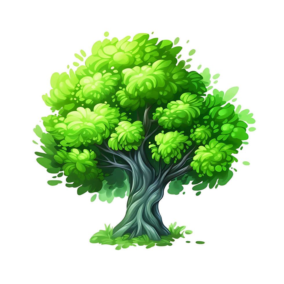 Illustration of trees isolated on background with AI Generated png