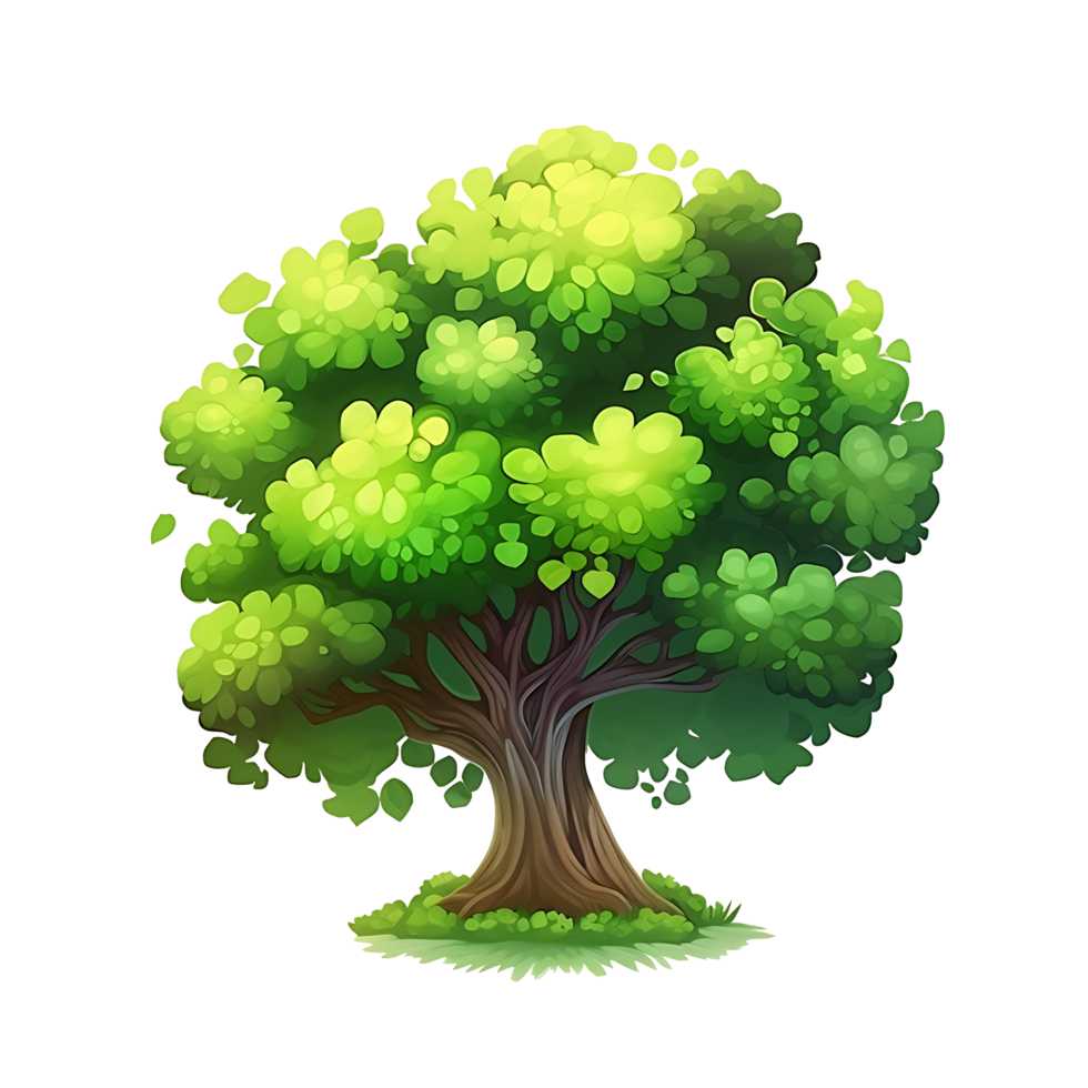 Illustration of trees isolated on background with AI Generated png