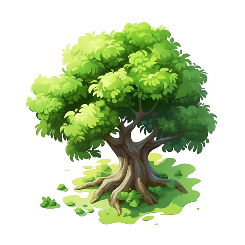 Illustration of trees isolated on background with AI Generated png