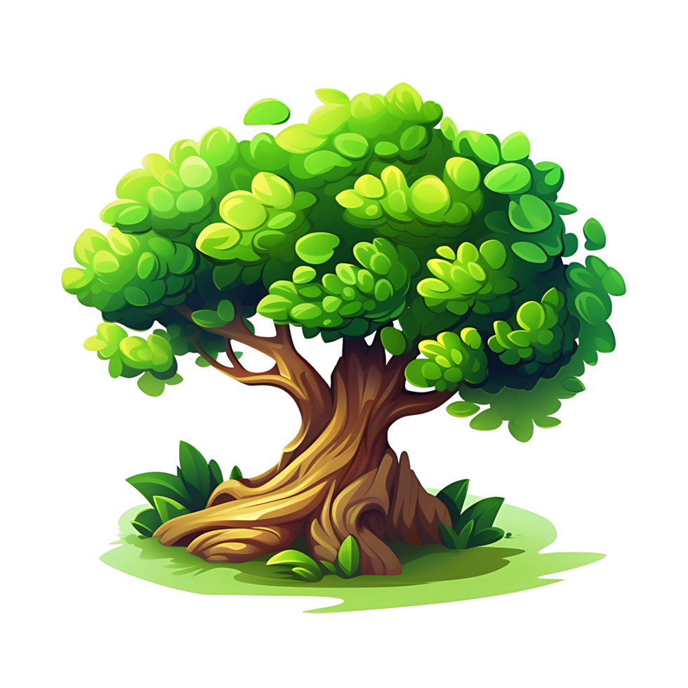 Illustration of trees isolated on background with AI Generated png