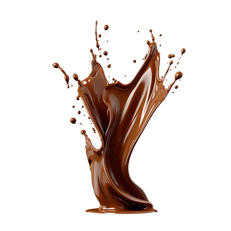 Splash of chocolate illustration, isolated object transparent background. png