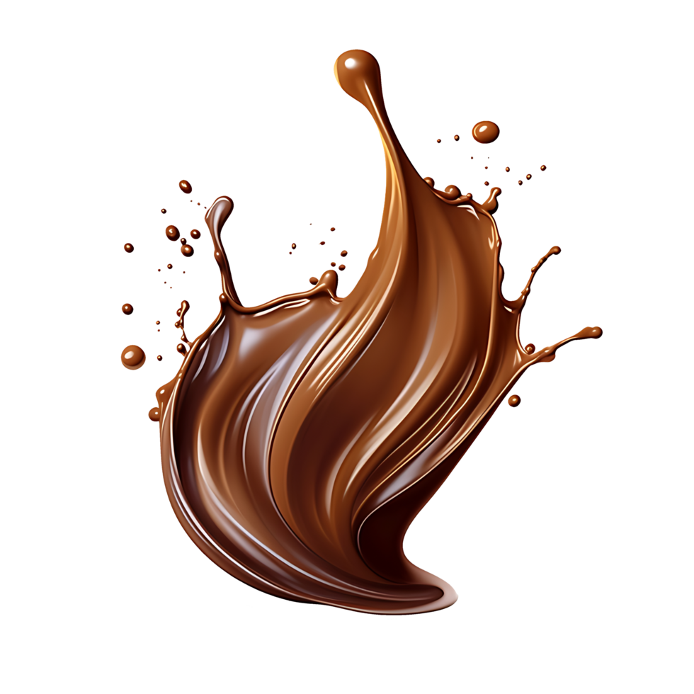 Splash of chocolate illustration, isolated object transparent background. AI Generated png