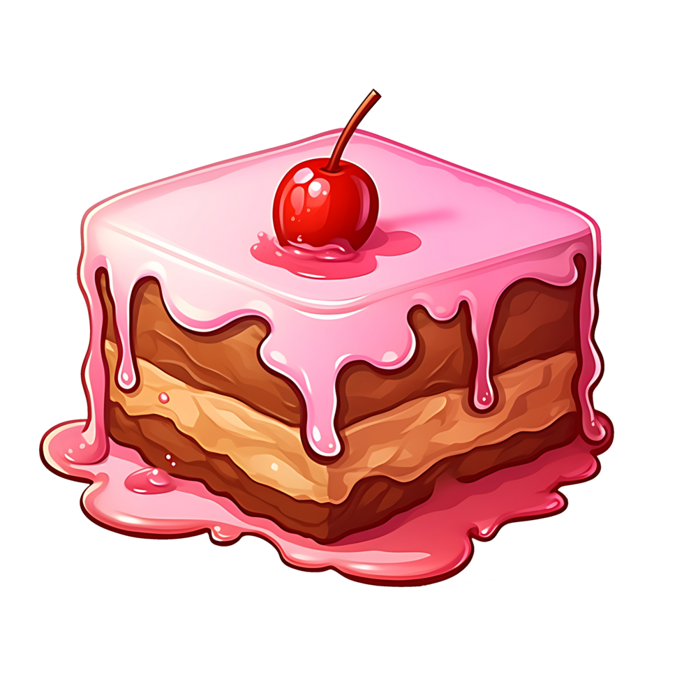 pink cake with strawberry the theme of food and dessert, isolated object transparent background. png