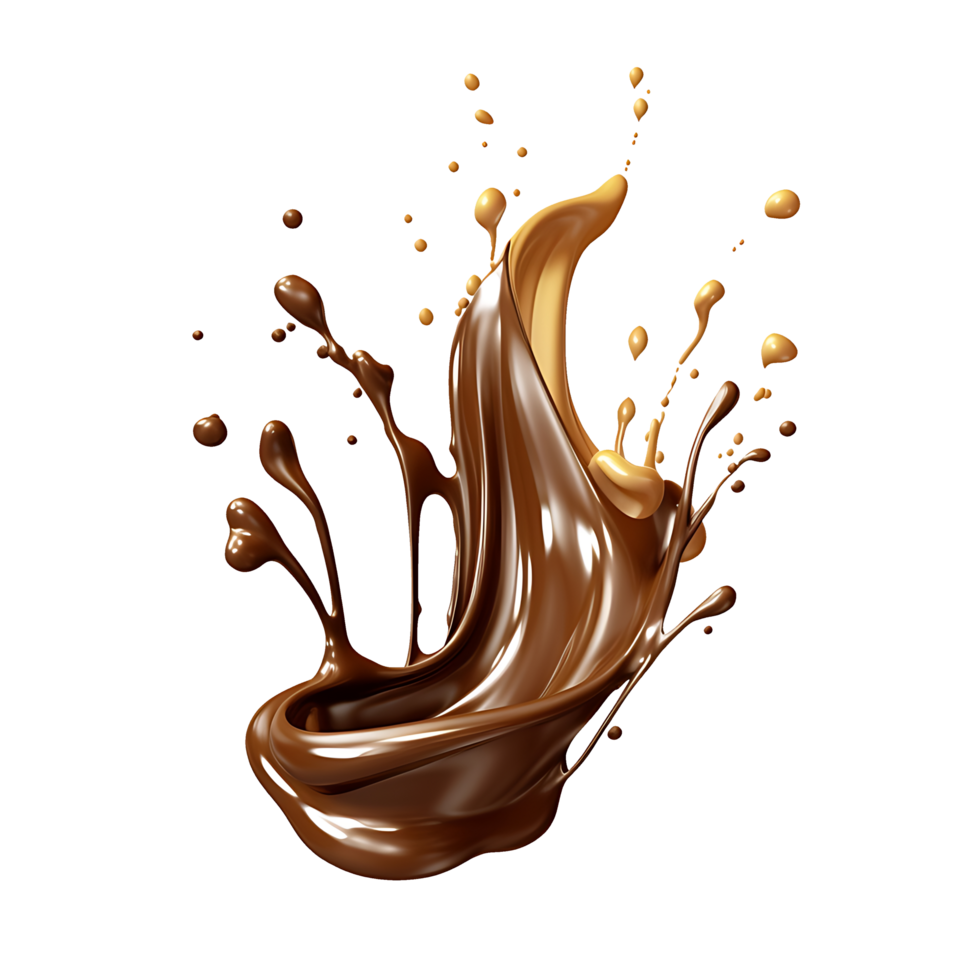 Splash of chocolate illustration, isolated object transparent background. AI Generated png