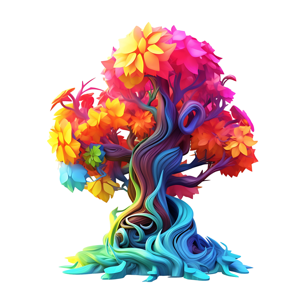 Colorful illustration of trees isolated on background with png