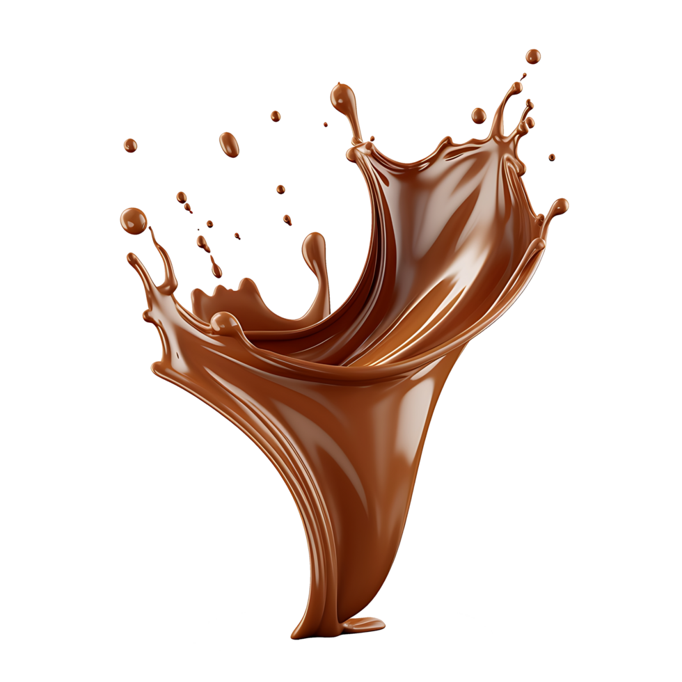 Splash of chocolate illustration, isolated object transparent background. AI Generated png