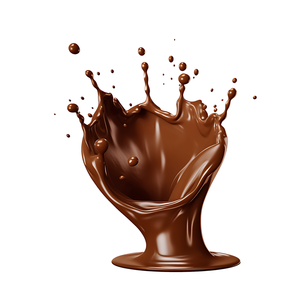 Splash of chocolate illustration, isolated object transparent background. AI Generated png