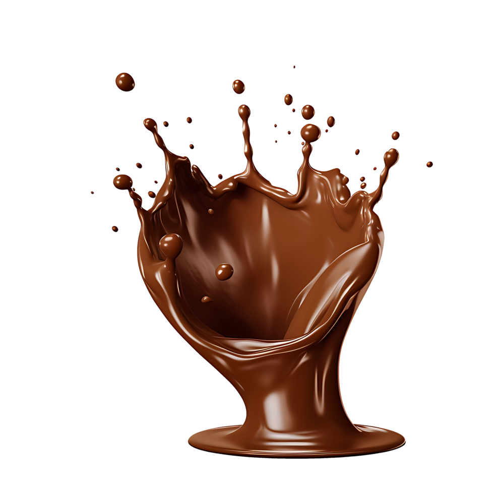 Splash of chocolate illustration, isolated object transparent background. png