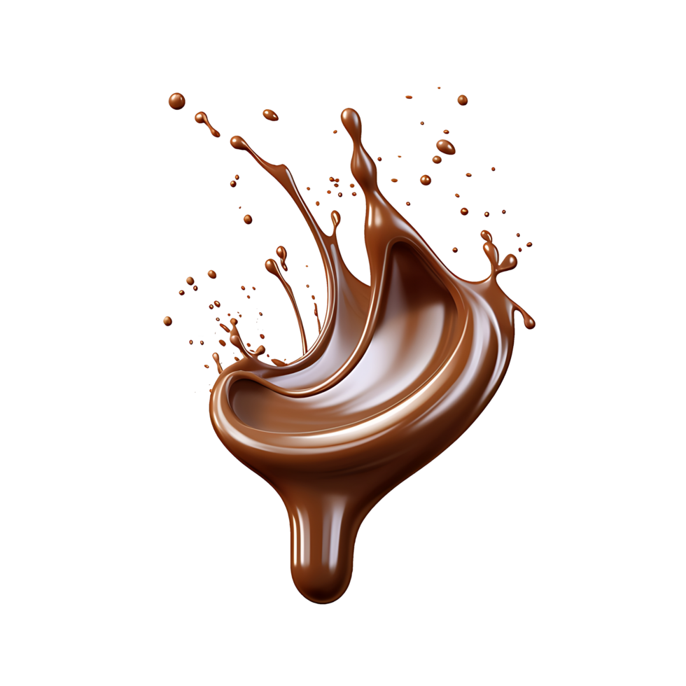 Splash of chocolate illustration, isolated object transparent background. png