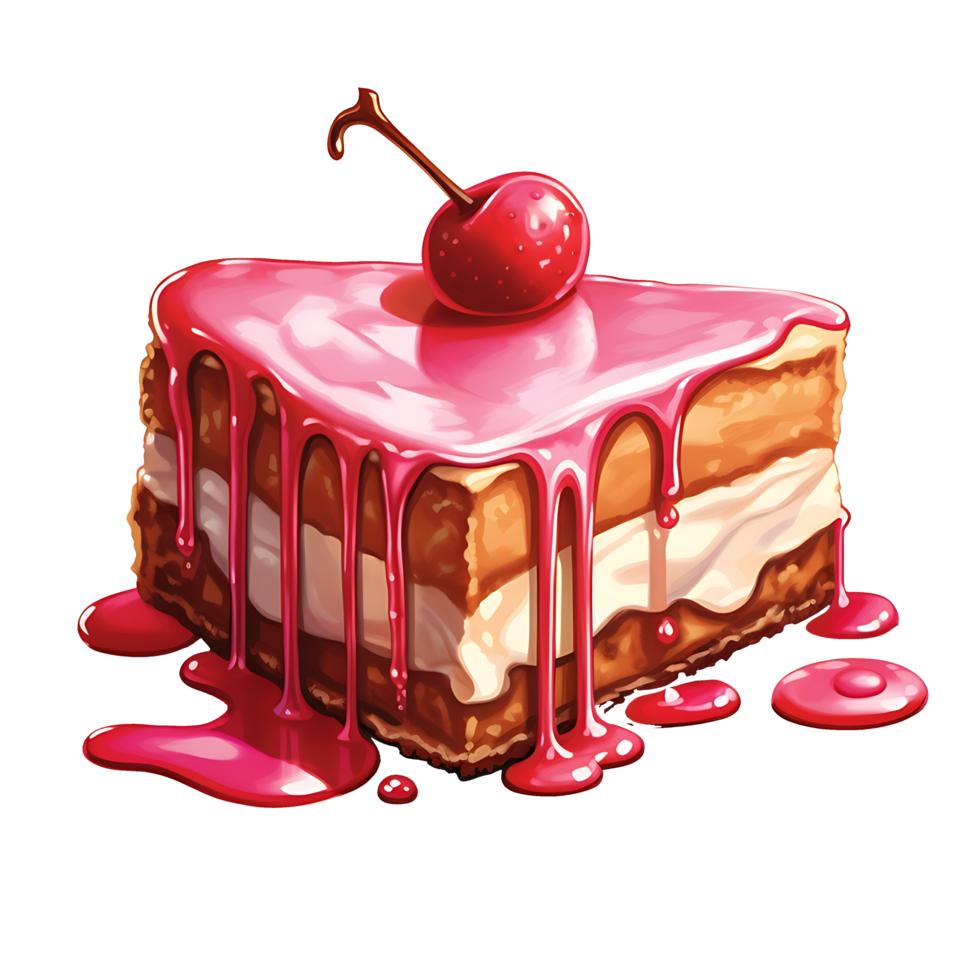 Rosa bolo com cerejas a tema do Comida e sobremesa, isolado objeto transparente fundo png