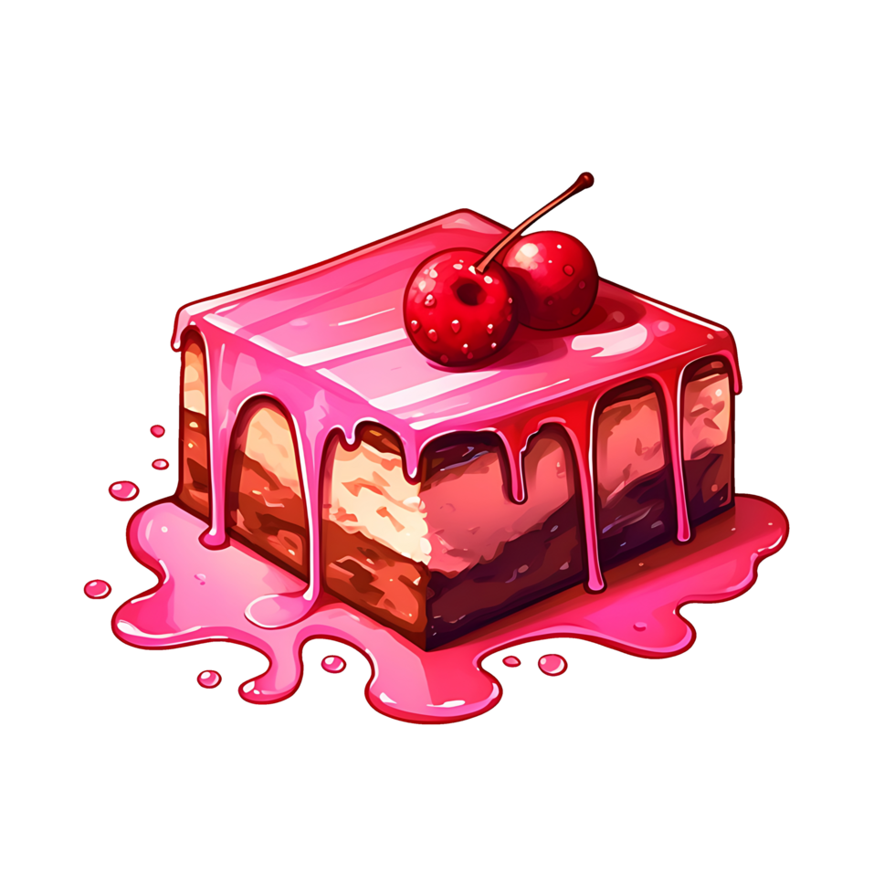pink cake with strawberry the theme of food and dessert, isolated object transparent background. png