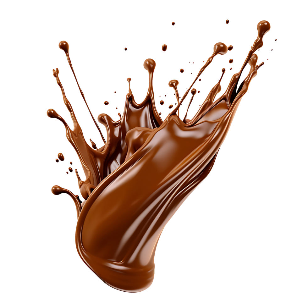 Splash of chocolate illustration, isolated object transparent background. png