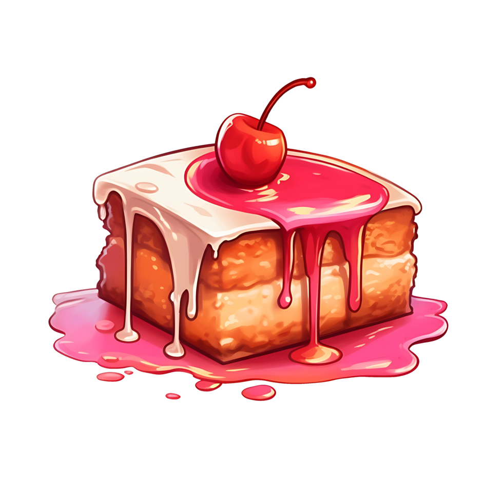 rose gâteau avec fraise le thème de nourriture et dessert, isolé objet transparent Contexte. ai généré png