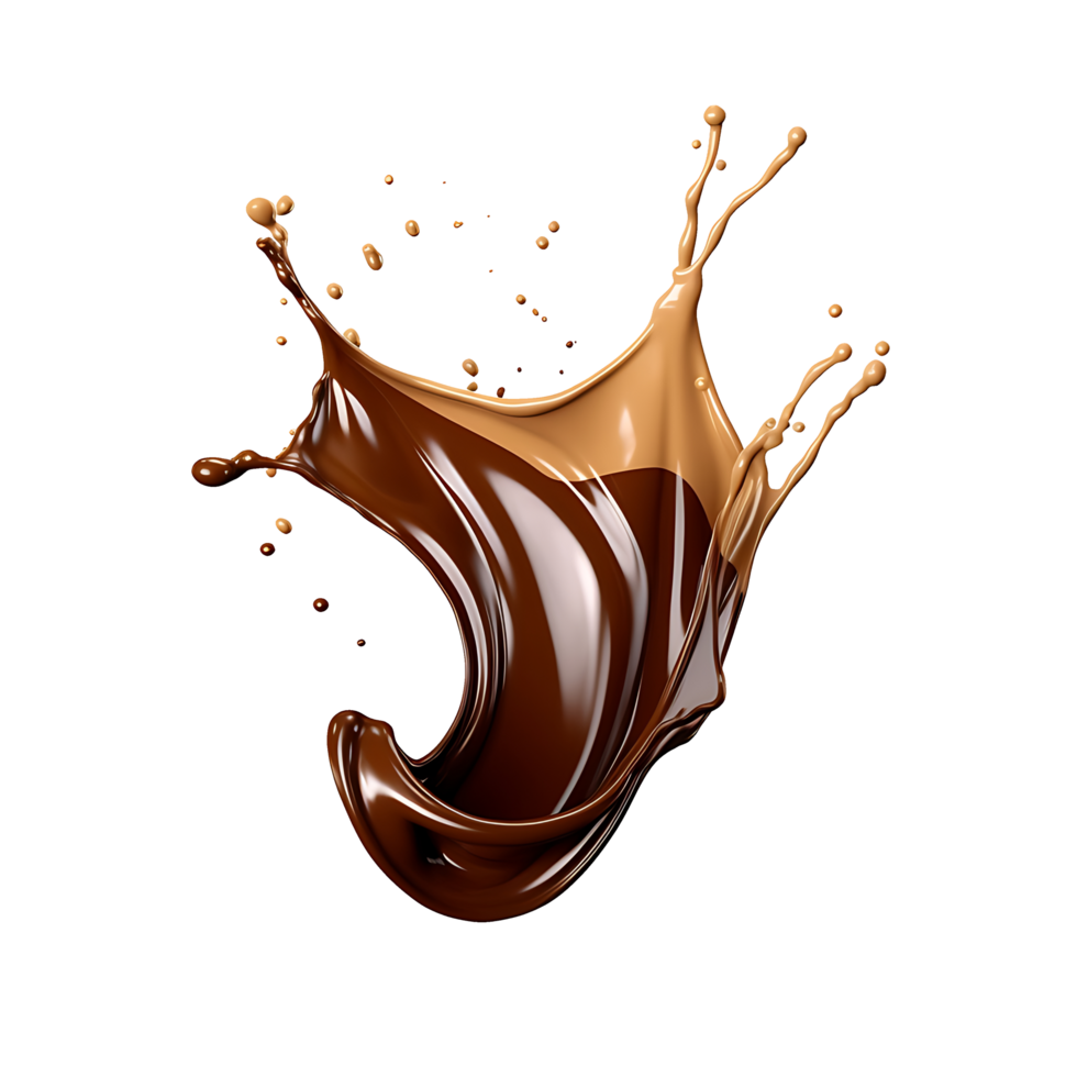 Splash of chocolate illustration, isolated object transparent background. AI Generated png