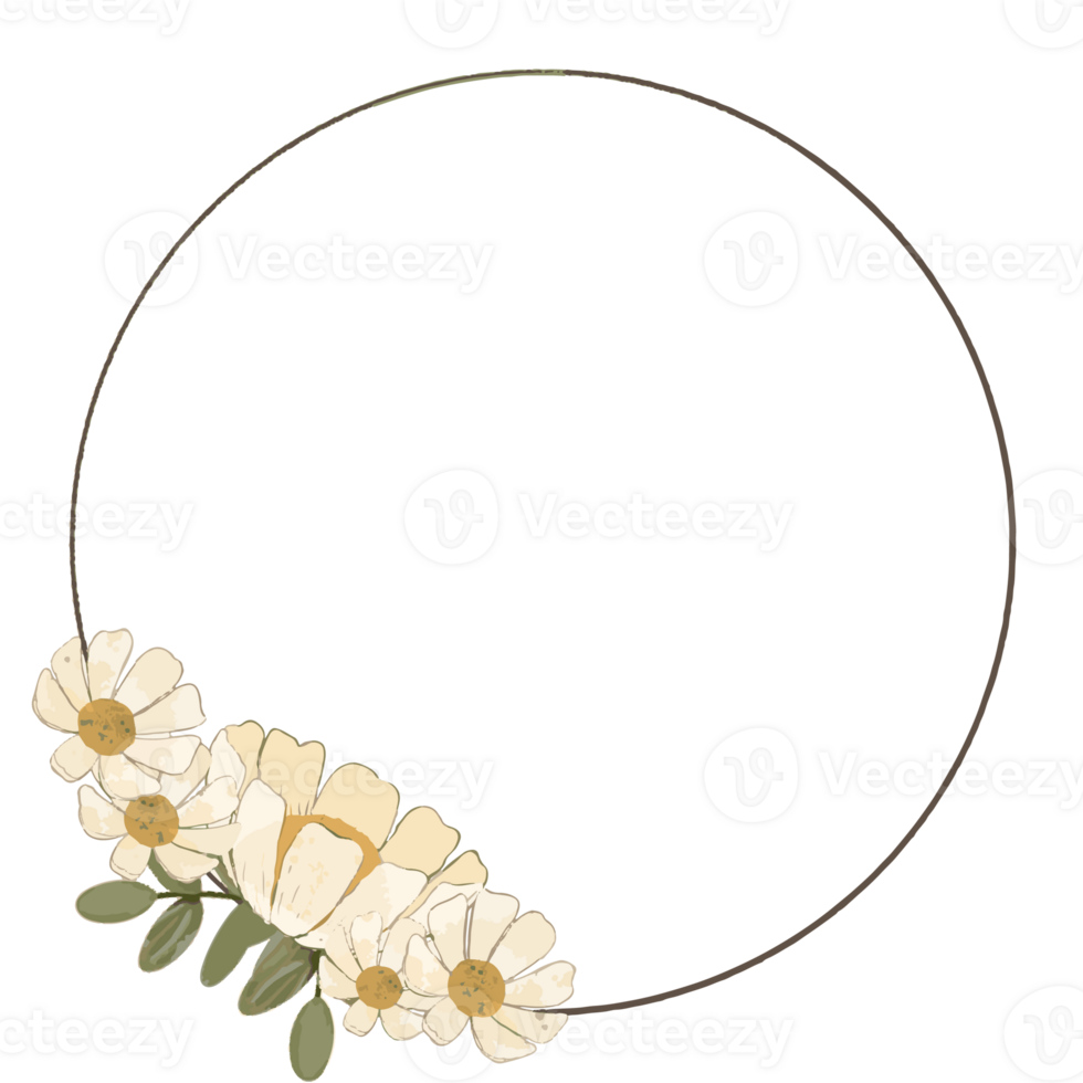 watercolor chamomile flower wreath png
