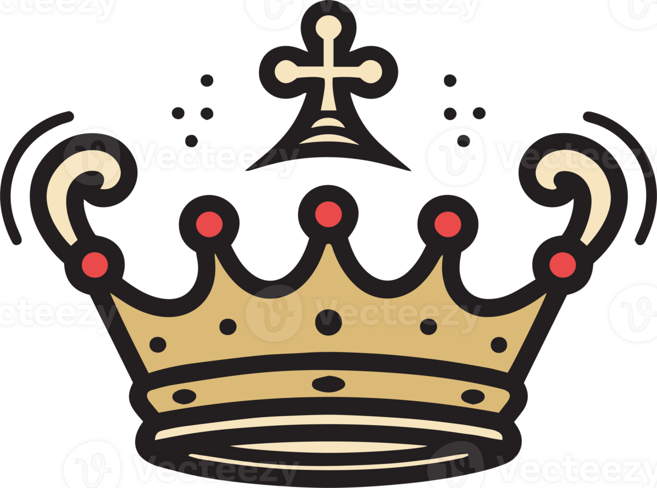 Hand Drawn vintage crown logo in flat line art style png