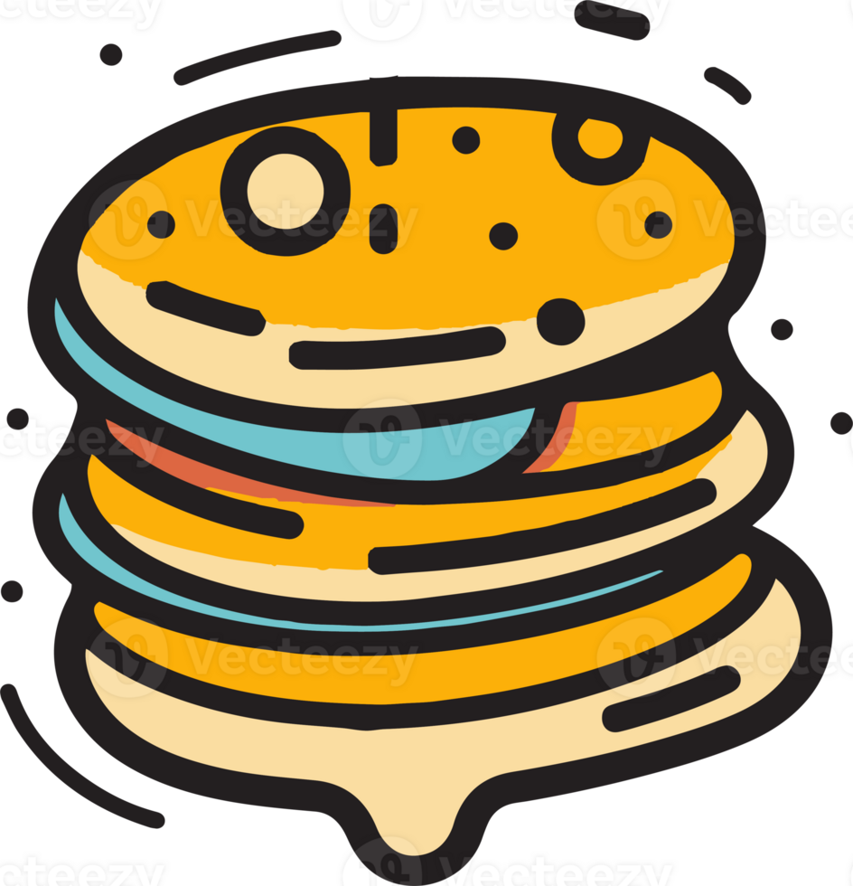 Hand Drawn vintage pancake in flat line art style png