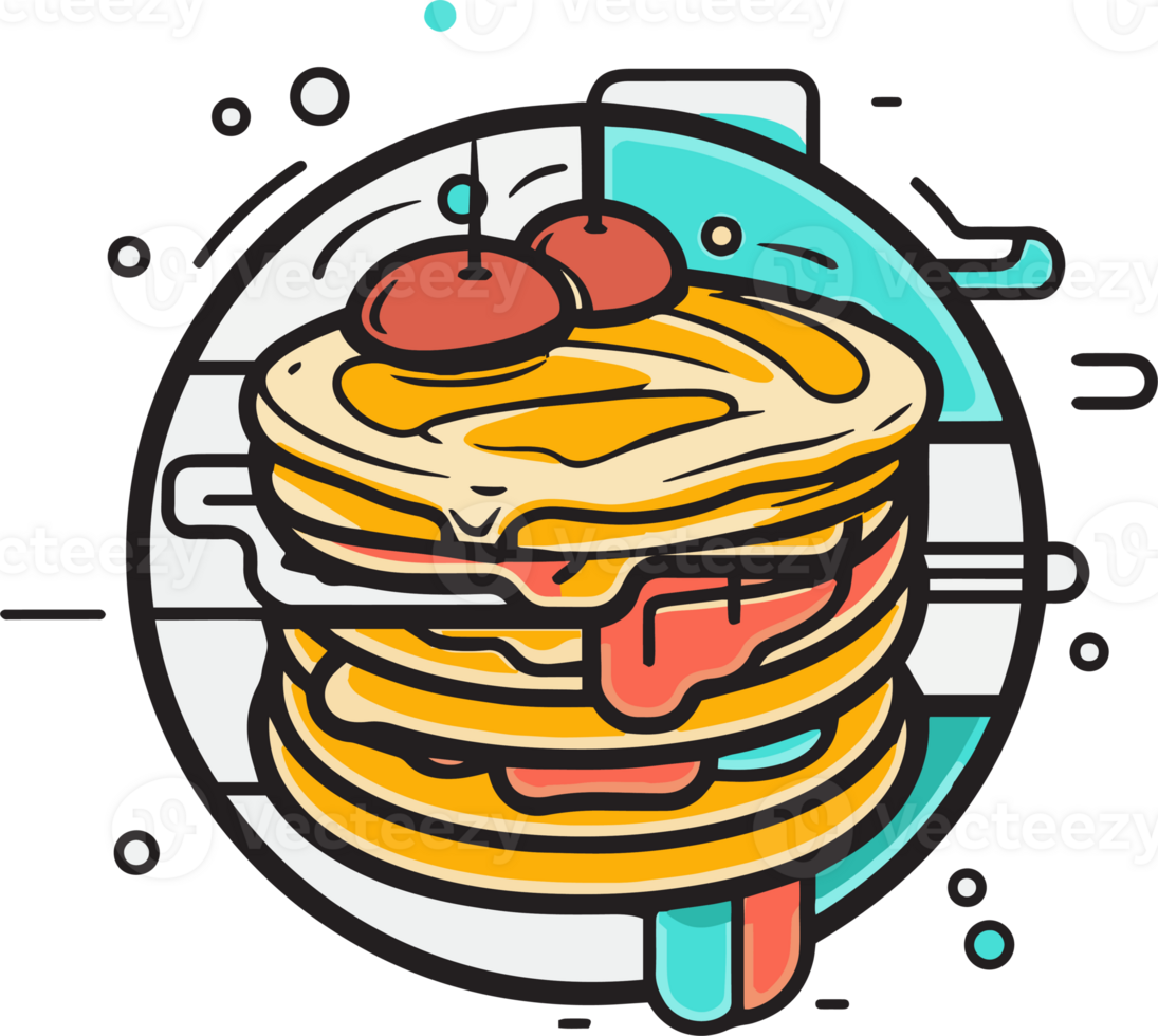 Hand Drawn vintage pancake in flat line art style 24786470 PNG