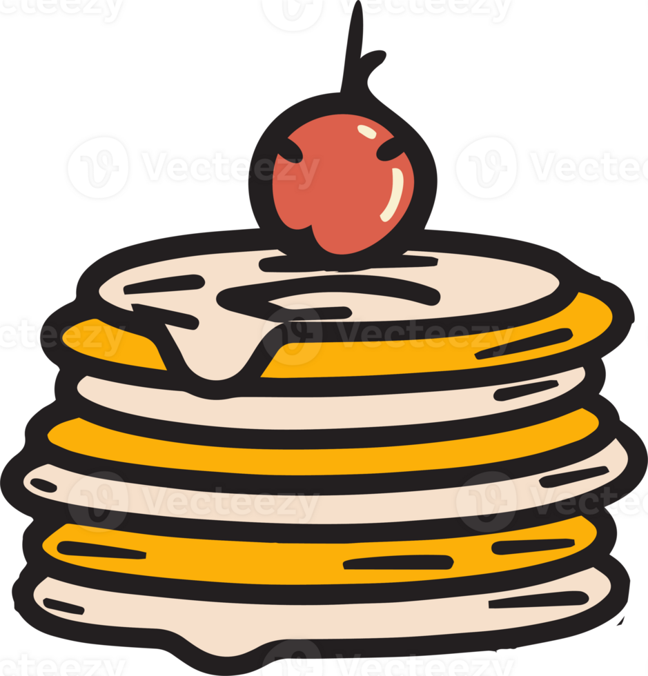 Hand Drawn vintage pancake in flat line art style 24786486 PNG
