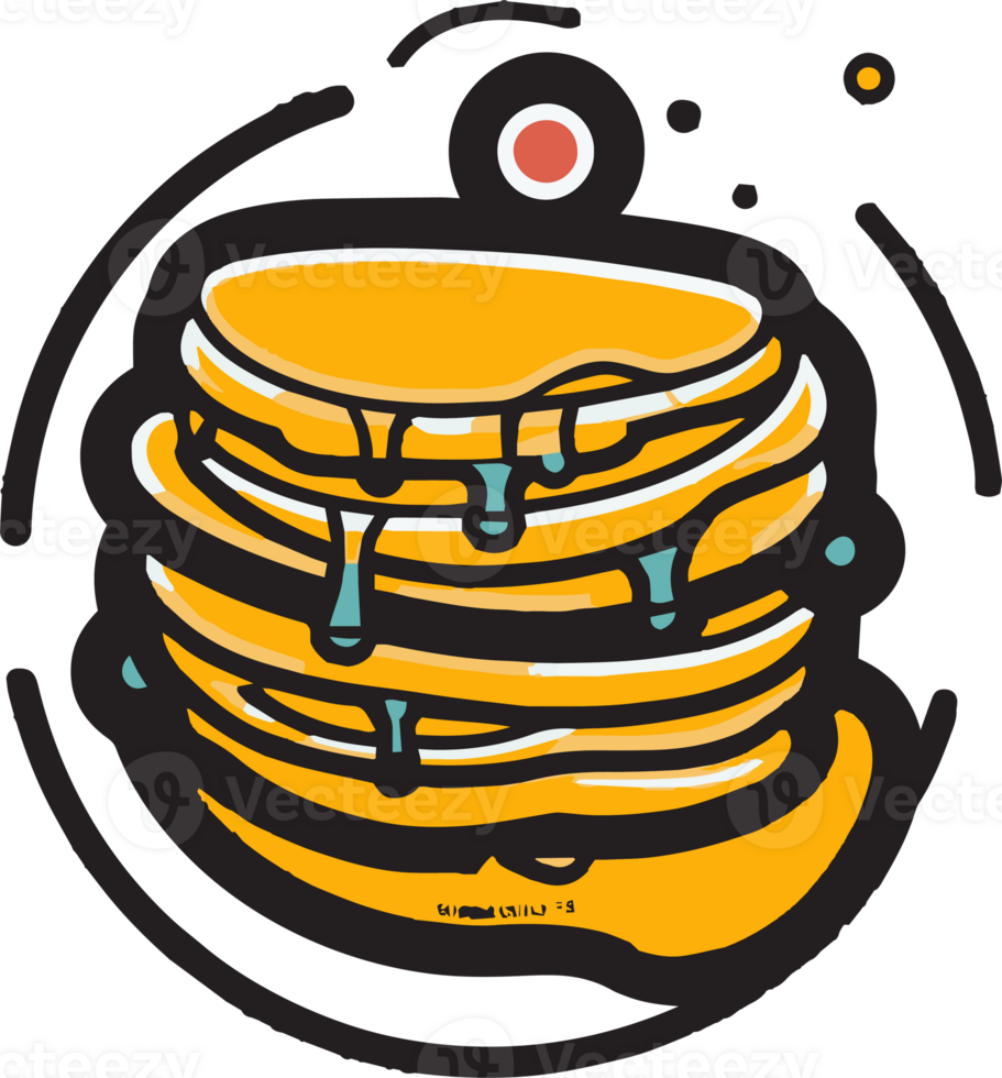Hand Drawn vintage pancake in flat line art style 24786490 PNG