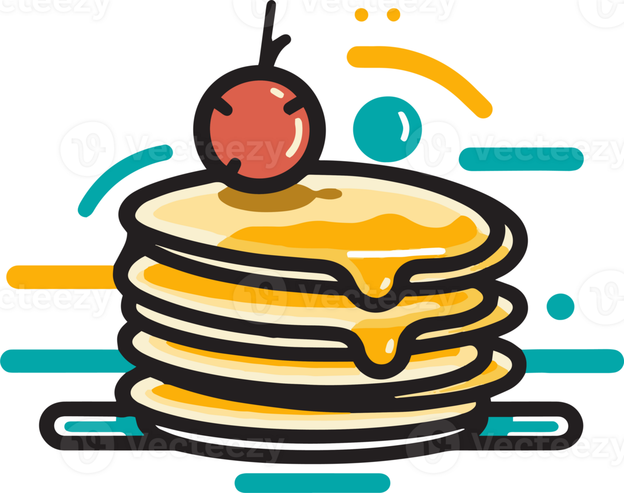 Hand Drawn vintage pancake in flat line art style 24786491 PNG