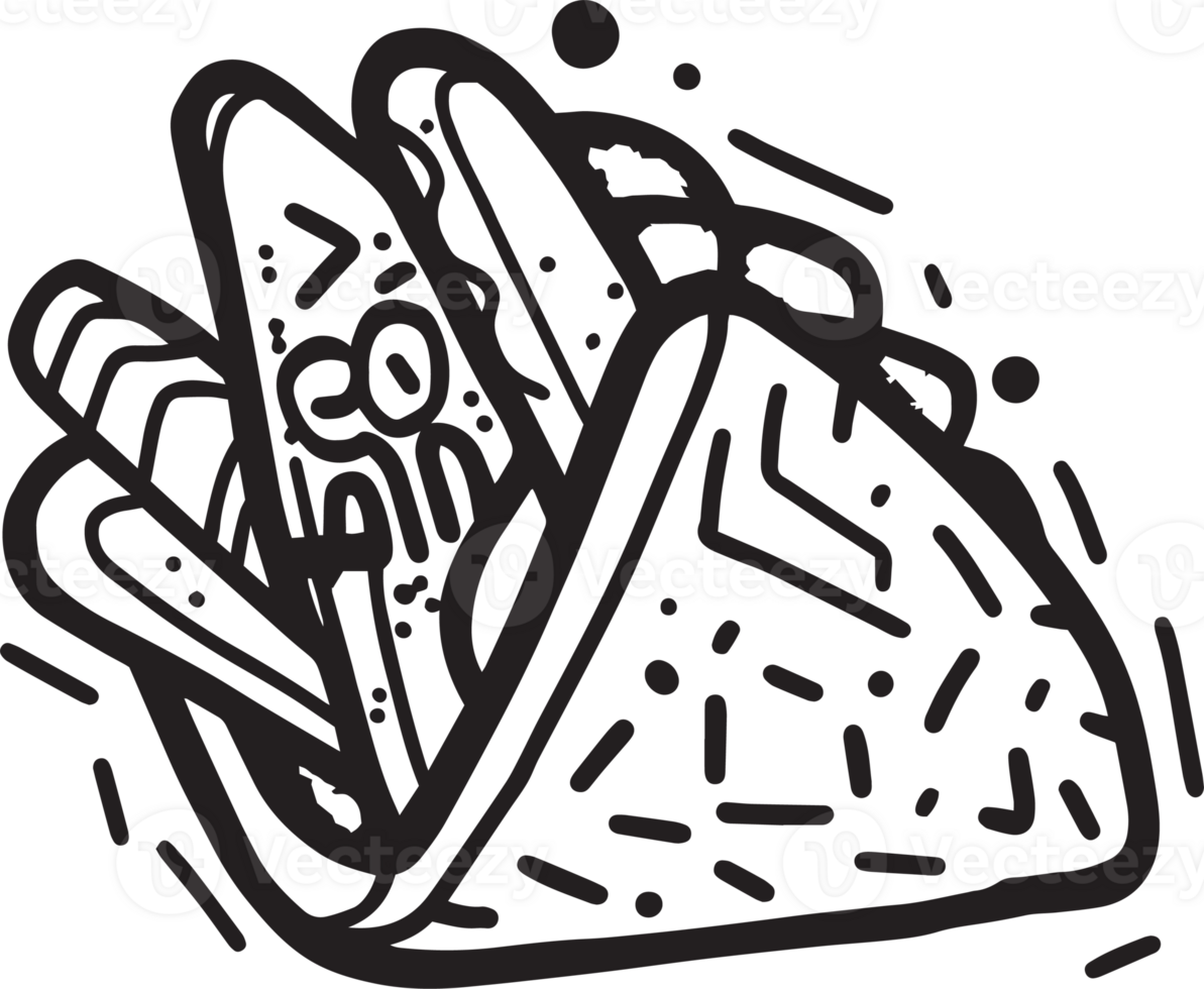 Hand Drawn vintage Taco logo in flat line art style png