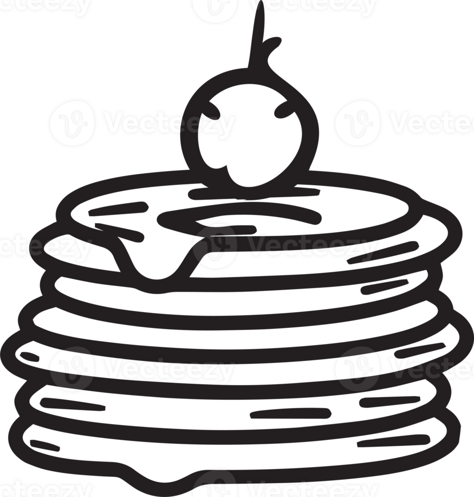 Hand Drawn vintage pancake in flat line art style 24786526 PNG