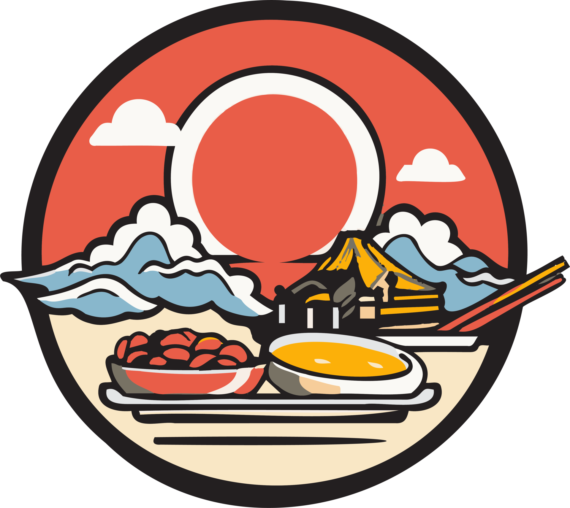 Hand Drawn Vintage Chinese Or Japanese Restaurant In Flat Line Art hand-drawn-vintage-chinese-or-japanese-restaurant-in-flat-line-art