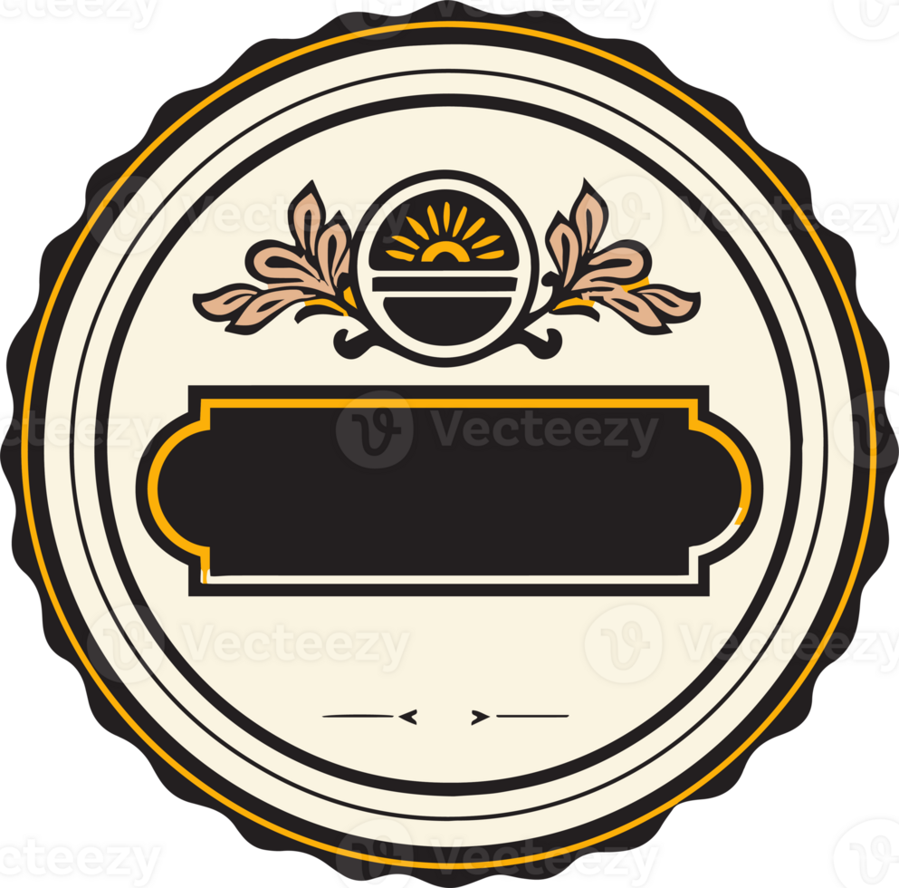 Hand Drawn vintage logo in flat line art style png