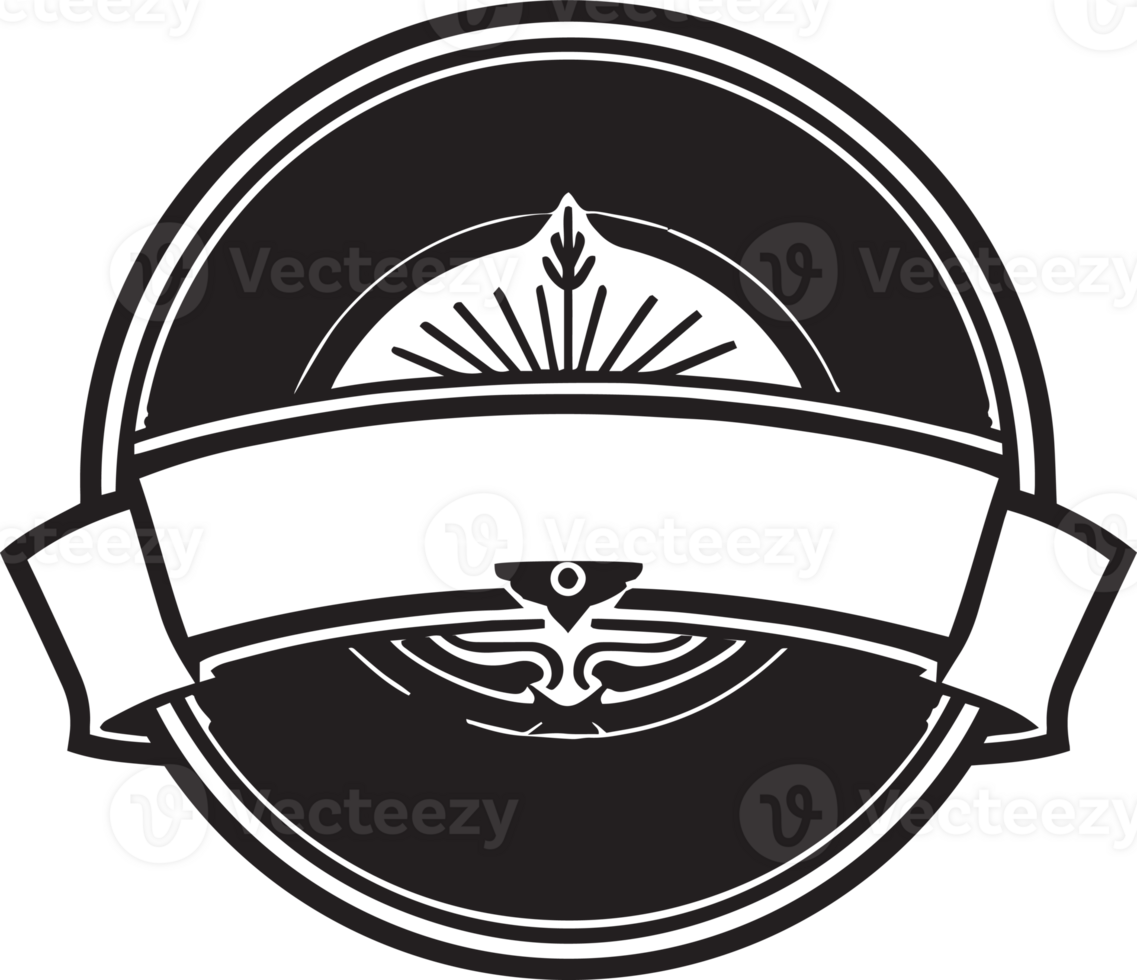 Hand Drawn vintage logo in flat line art style png