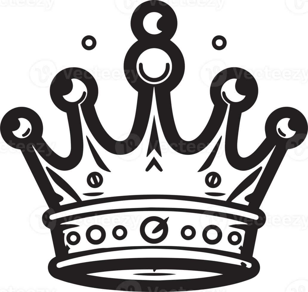 Hand Drawn vintage crown logo in flat line art style png