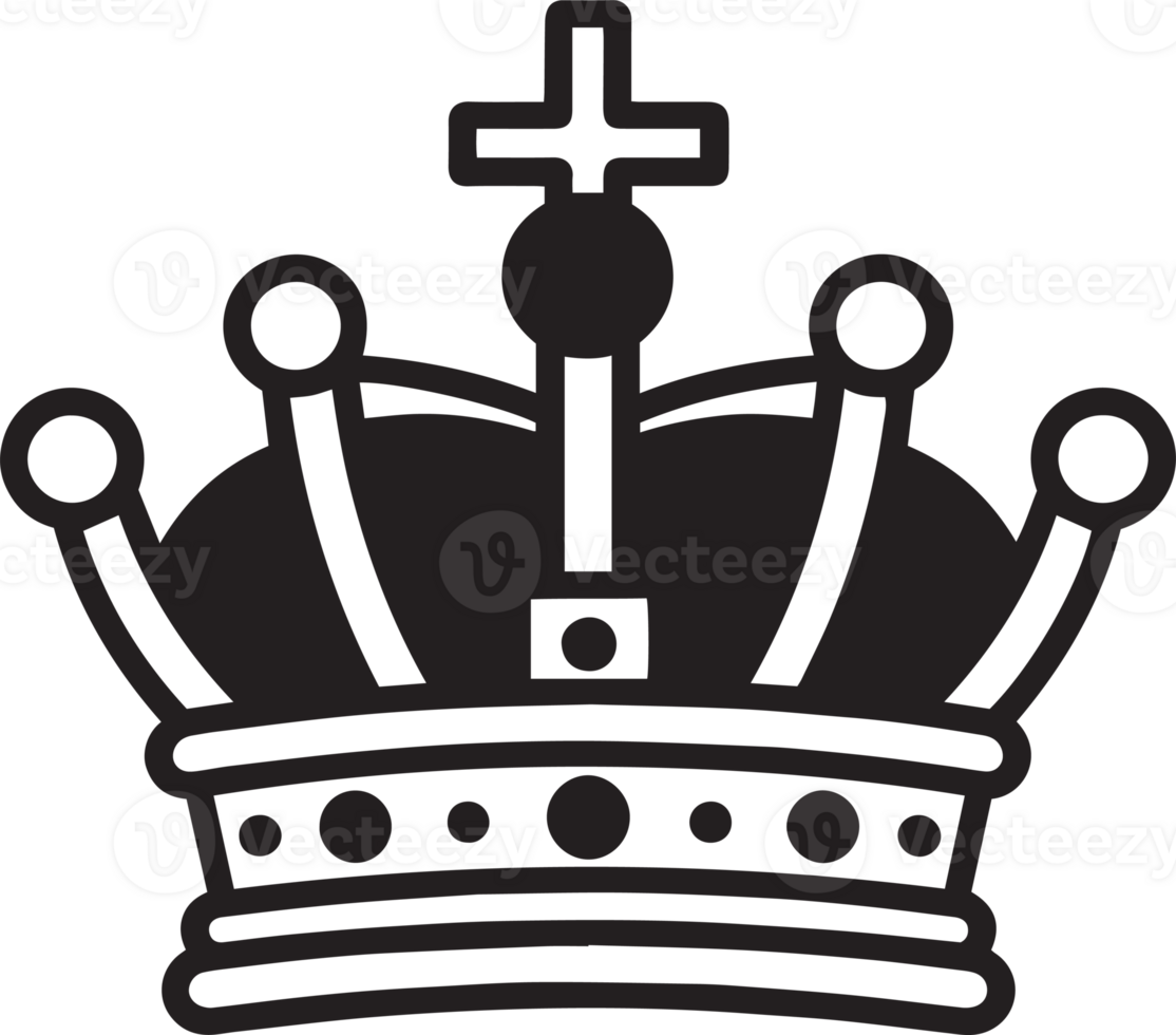 Hand Drawn vintage crown logo in flat line art style png