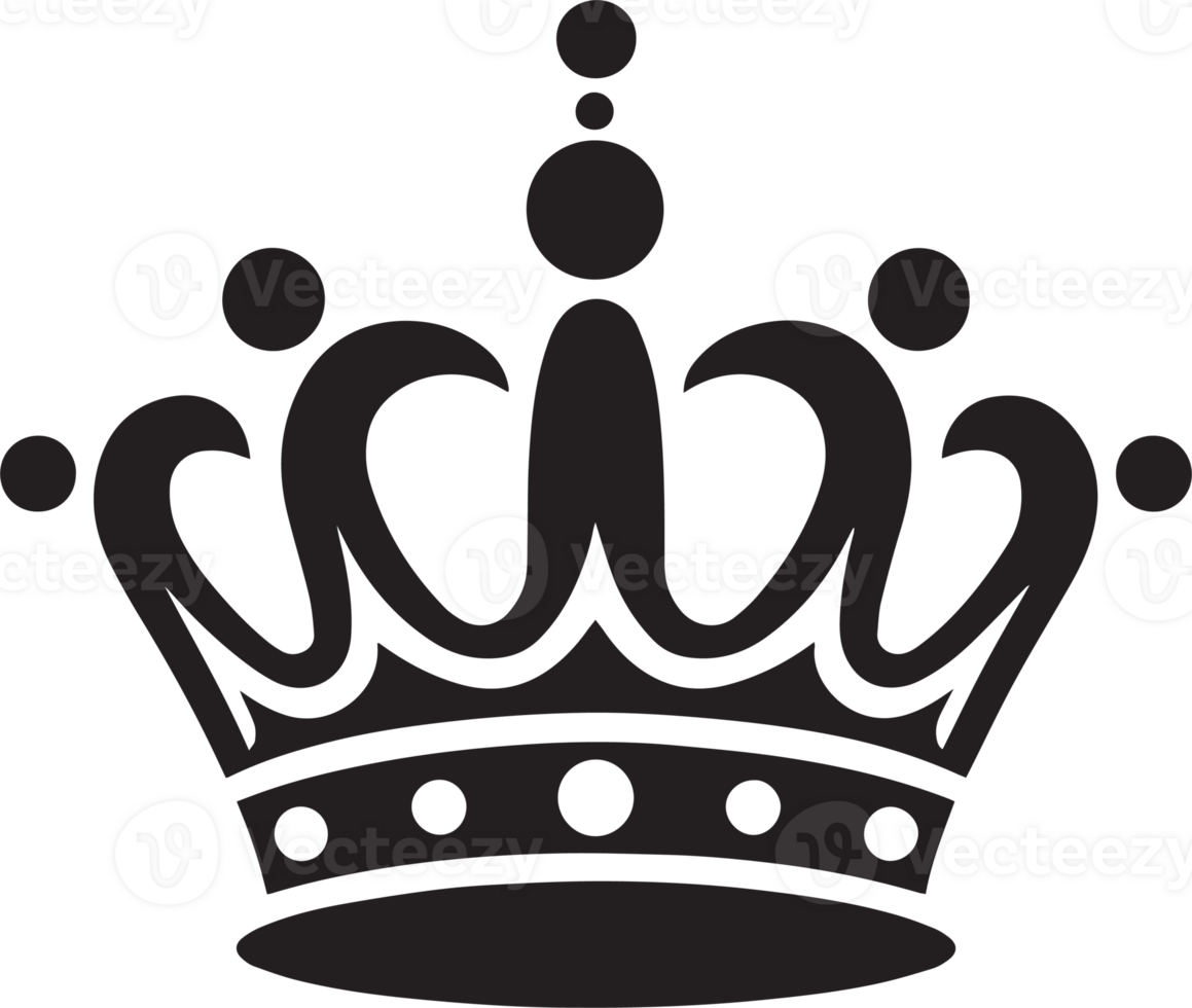 Hand Drawn vintage crown logo in flat line art style png