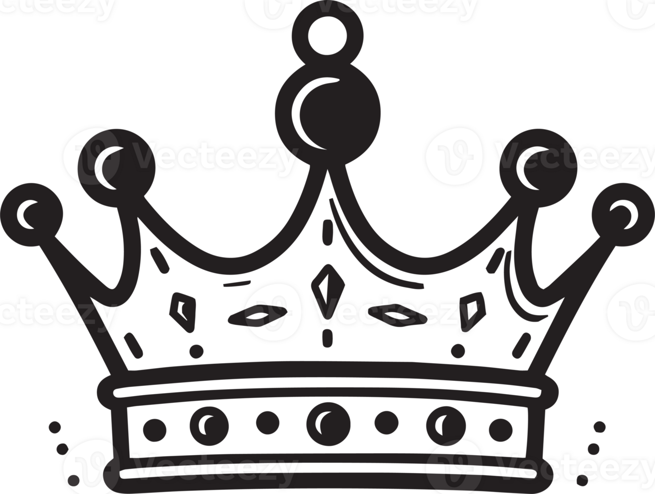 Hand Drawn vintage crown logo in flat line art style png