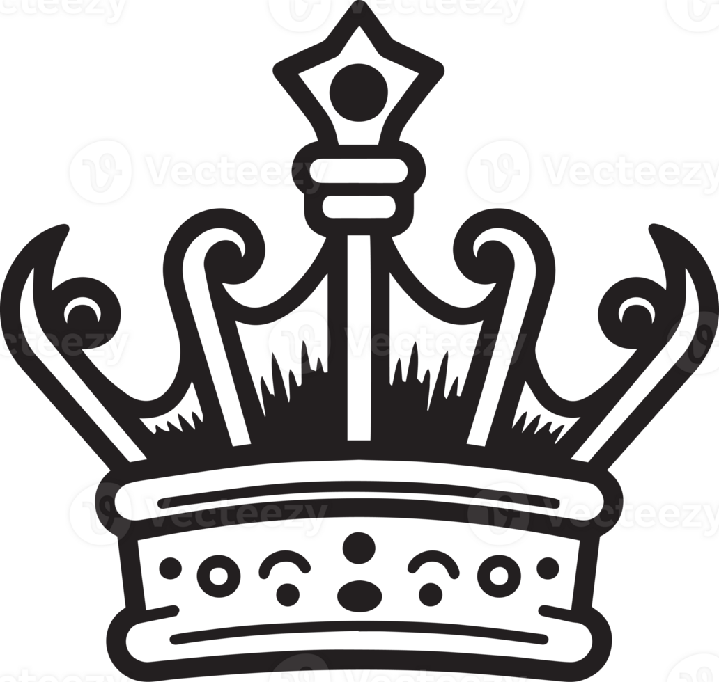 mão desenhado vintage coroa logotipo dentro plano linha arte estilo png
