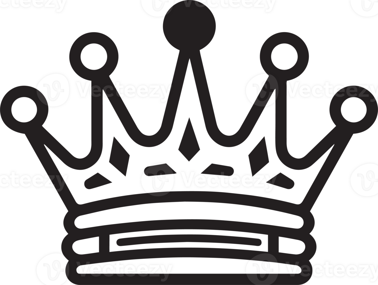 Hand Drawn vintage crown logo in flat line art style png