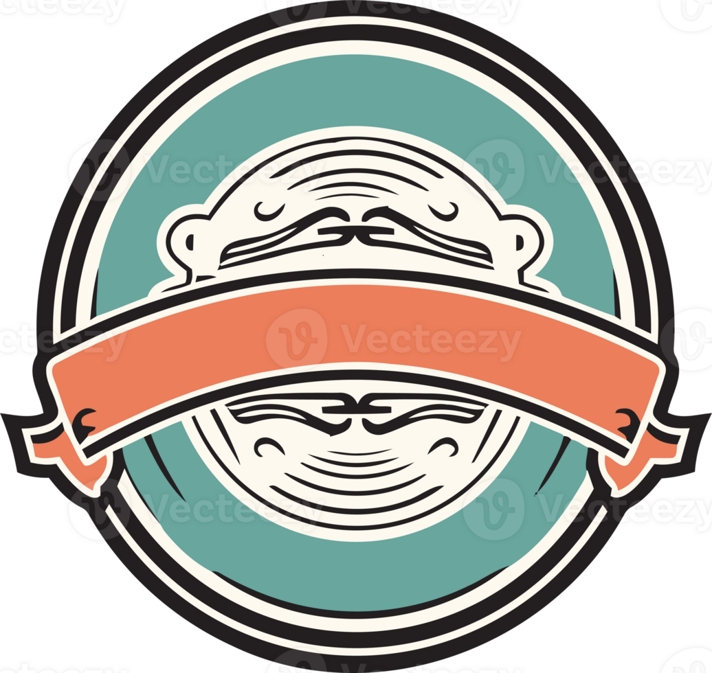 Hand Drawn vintage logo in flat line art style png